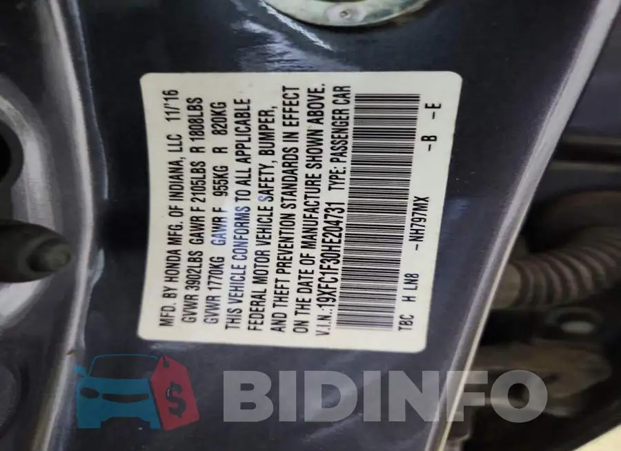 19XFC1F30HE204731 Photo# 12