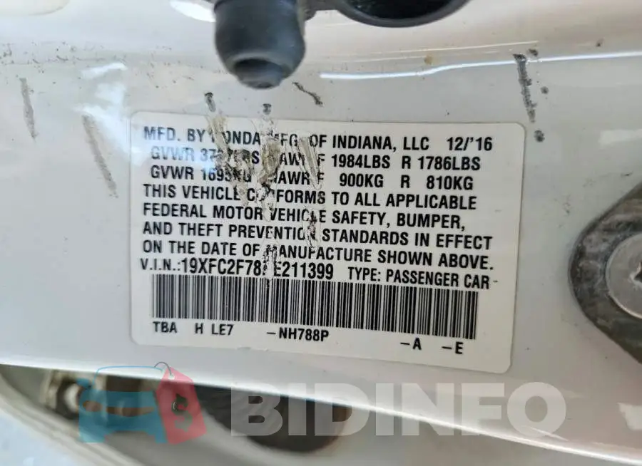 19XFC2F78HE211399 Photo# 12
