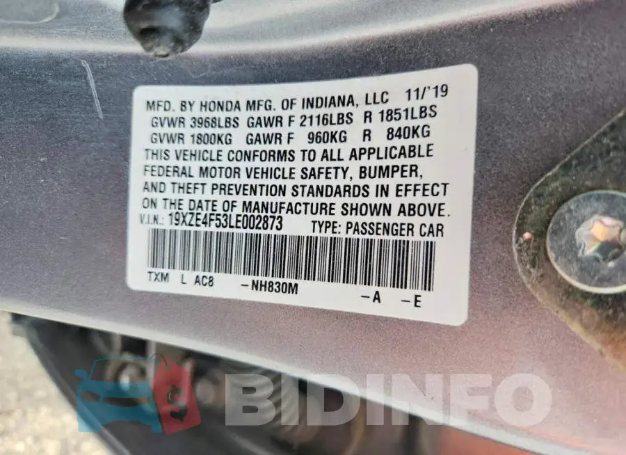 19XZE4F53LE002873 Photo# 12