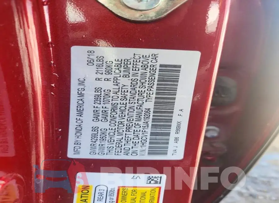 1HGCV1F15JA192064 Photo# 13
