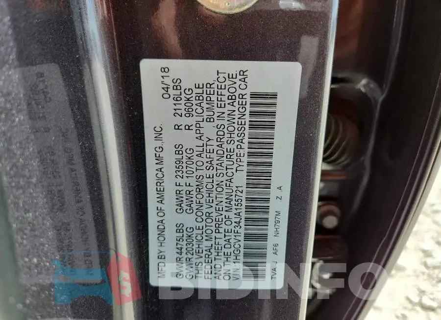 1HGCV1F34JA155721 Photo# 12