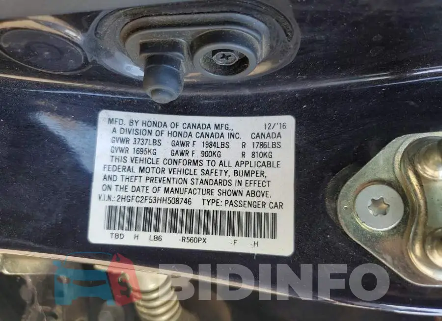 2HGFC2F53HH508746 Photo# 13