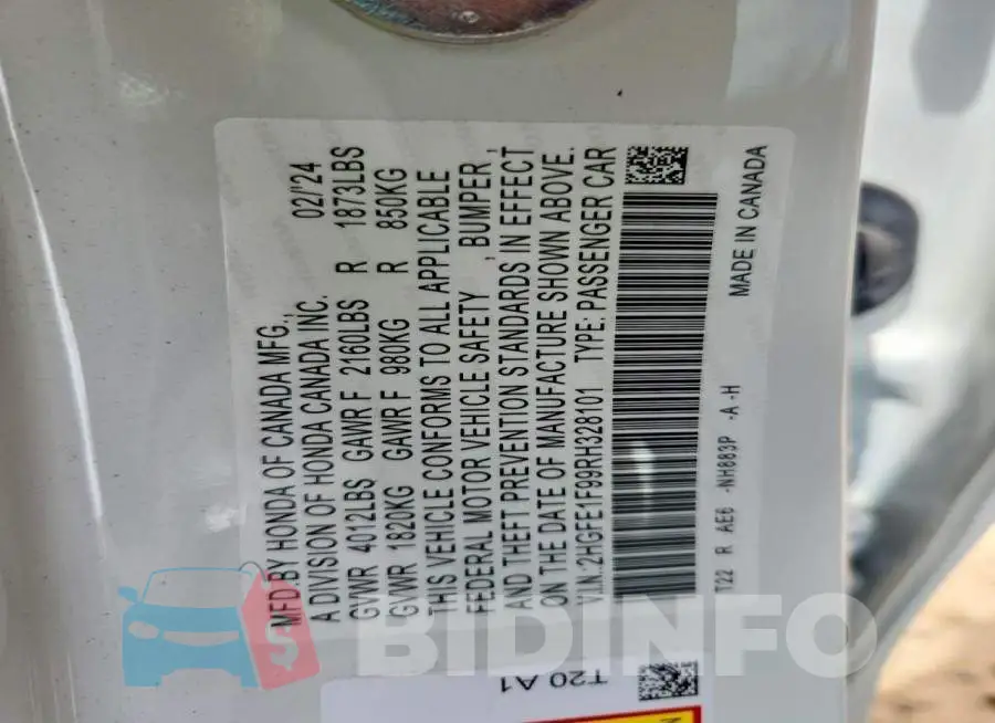 2HGFE1F99RH328101 Photo# 12