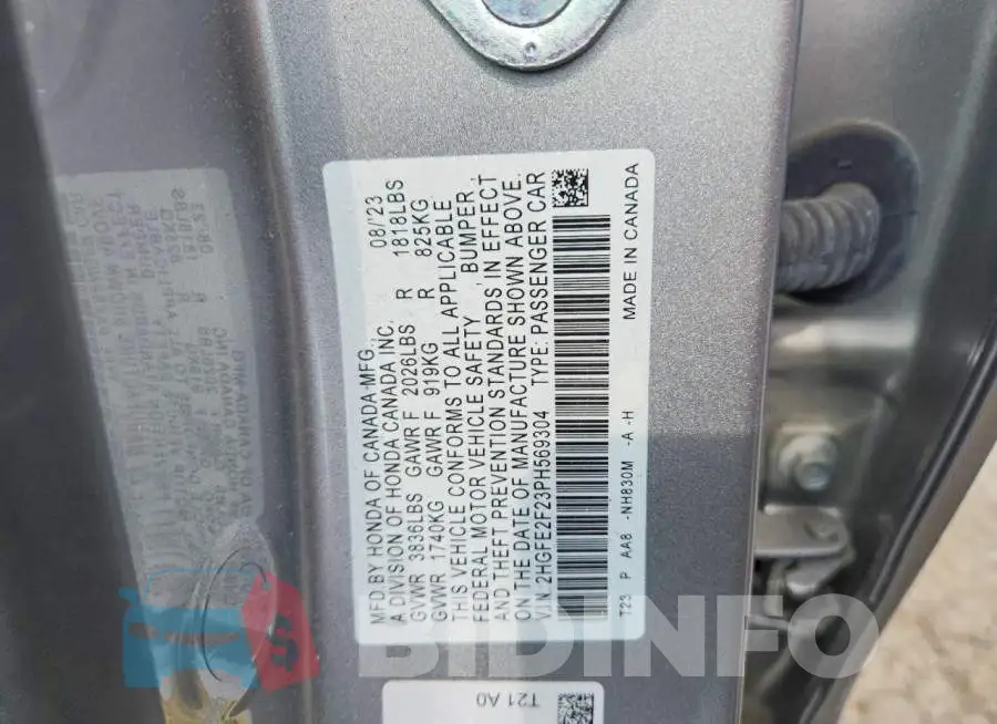 2HGFE2F23PH569304 Photo# 12