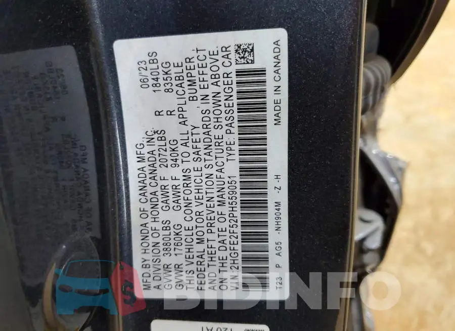2HGFE2F52PH559051 Photo# 12