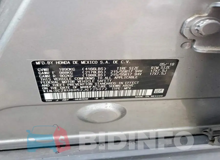 3CZRU6H52JG725072 Photo# 12