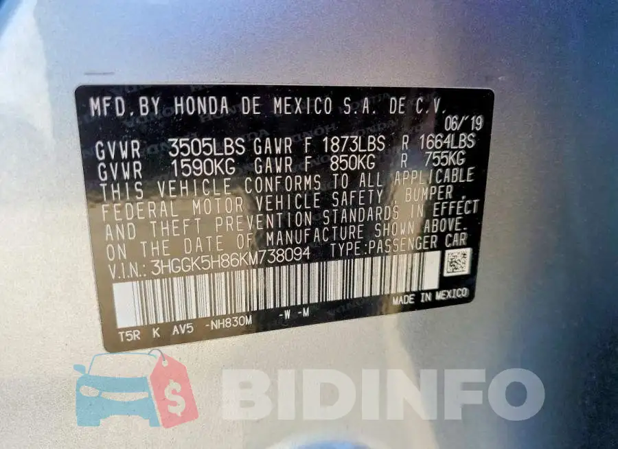 3HGGK5H86KM738094 Photo# 12