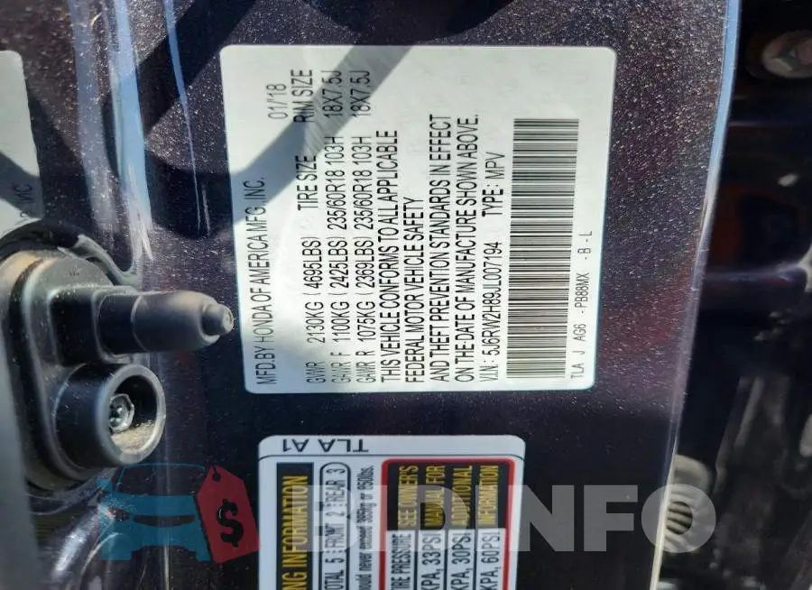 5J6RW2H89JL007194 Photo# 13