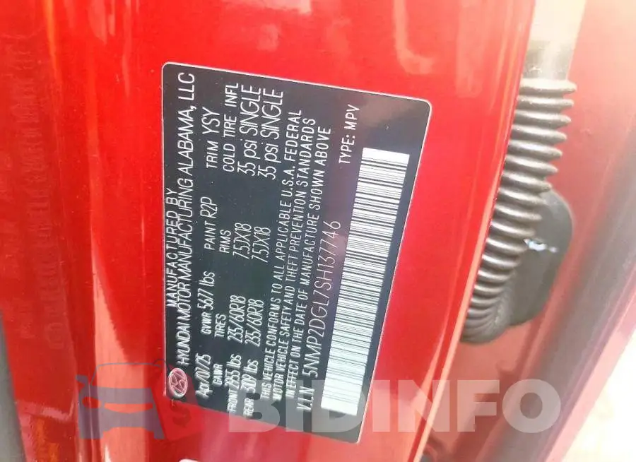 5NMP2DGL7SH137746 Photo# 13