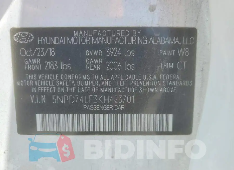 5NPD74LF3KH423701 Photo# 13