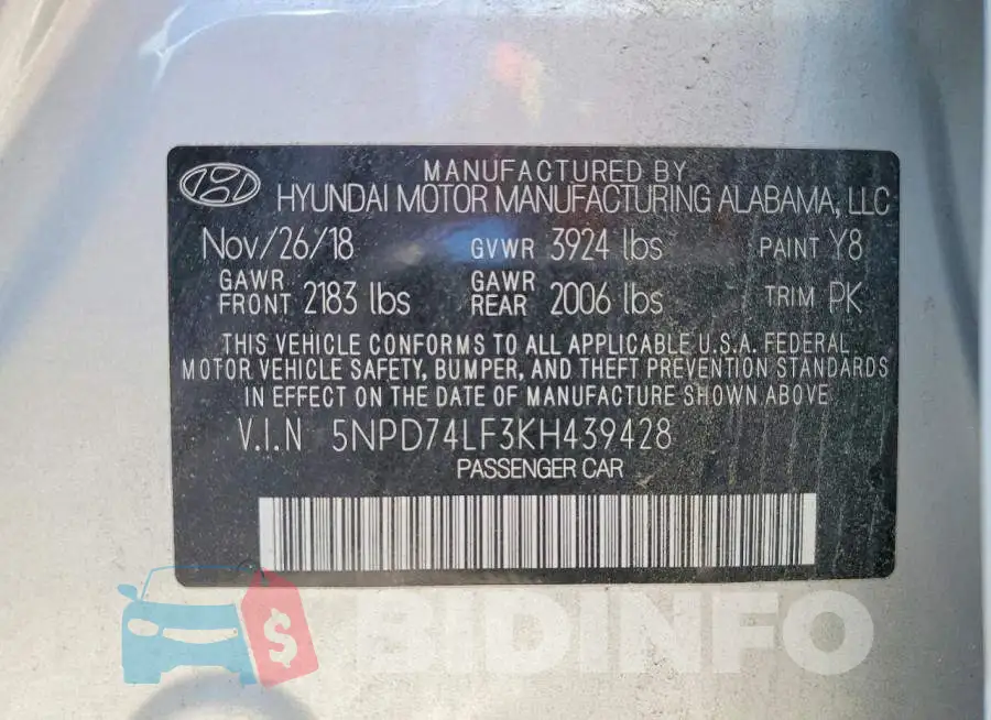 5NPD74LF3KH439428 Photo# 13