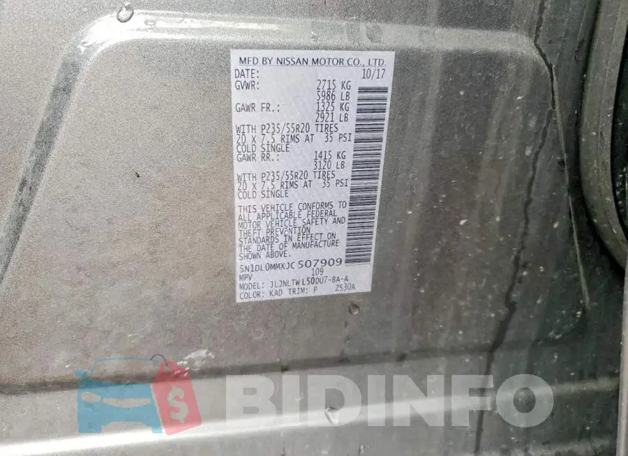 5N1DL0MMXJC507909 Photo# 14
