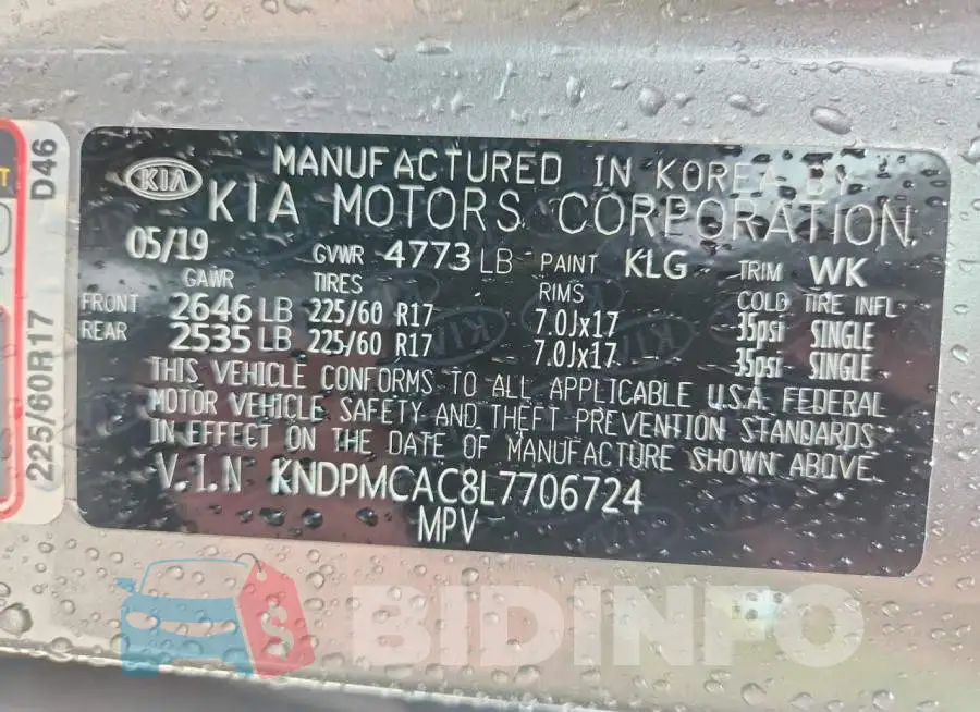 KNDPMCAC8L7706724 Photo# 13