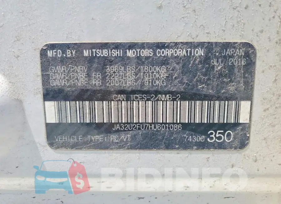 JA32U2FU7HU601086 Photo# 13