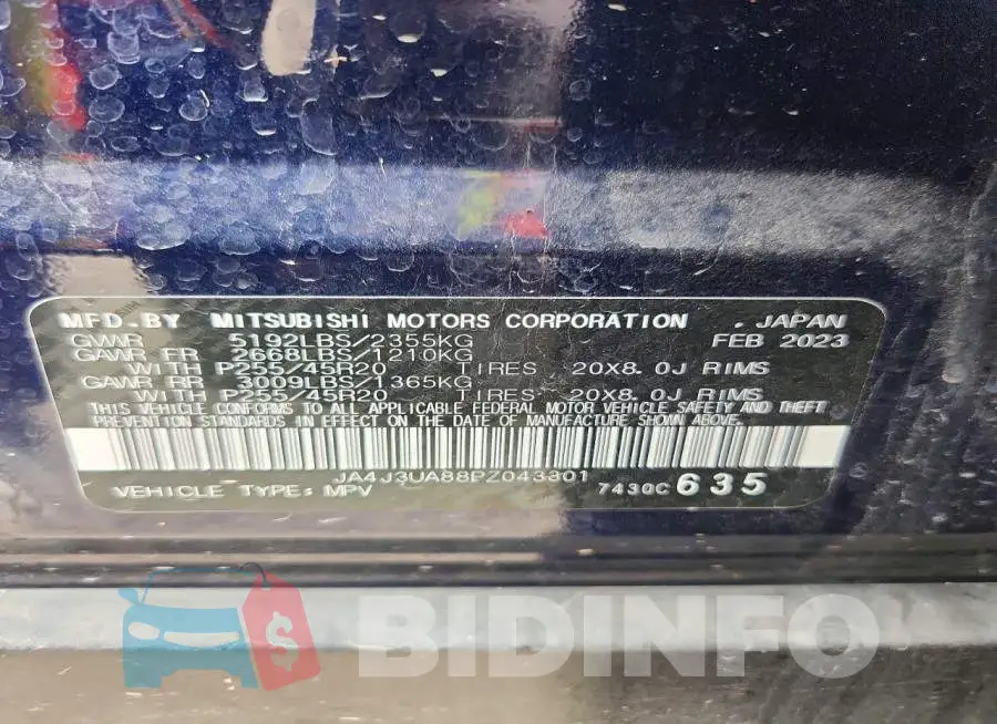 JA4J3UA88PZ043301 Photo# 13