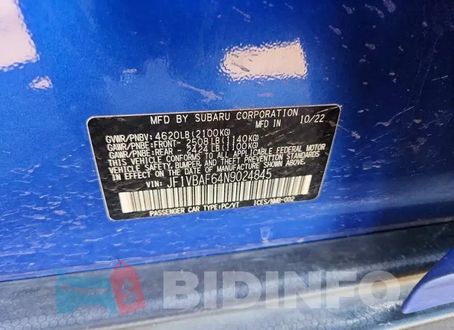 JF1VBAF64N9024845 Photo# 12