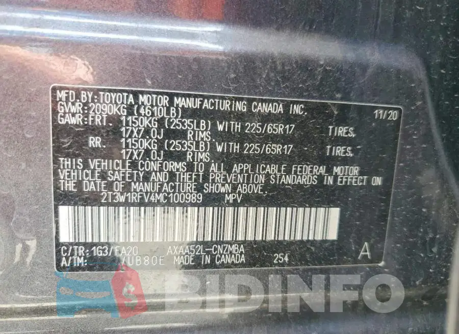2T3W1RFV4MC100989 Photo# 13