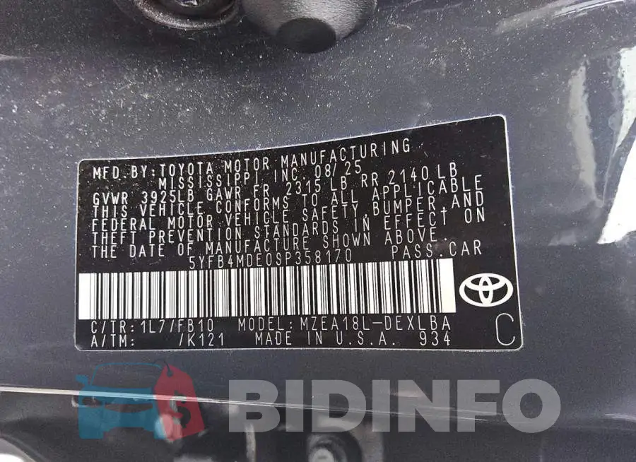 5YFB4MDE0SP358170 Photo# 12
