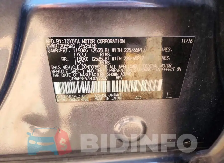 JTMWFREV3HD097300 Photo# 14