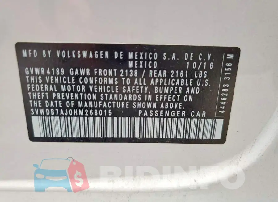 3VWDB7AJ0HM268015 Photo# 13