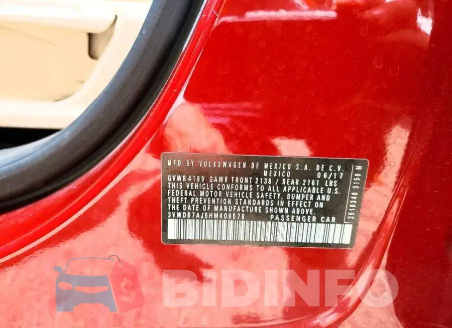 3VWDB7AJ5HM409578 Photo# 12