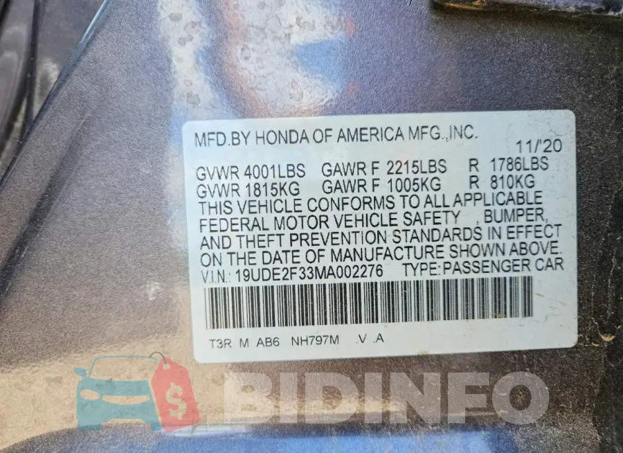 19UDE2F33MA002276 Photo# 12