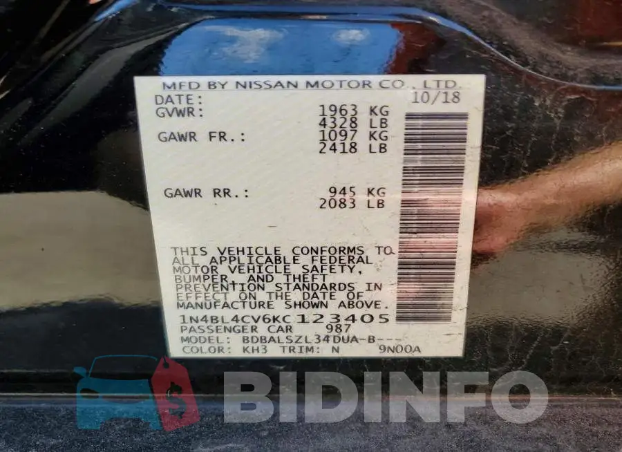 1N4BL4CV6KC123405 Photo# 12