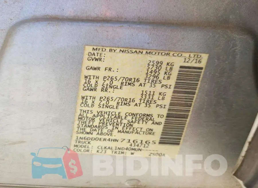 1N6DD0ER4HN716165 Photo# 12