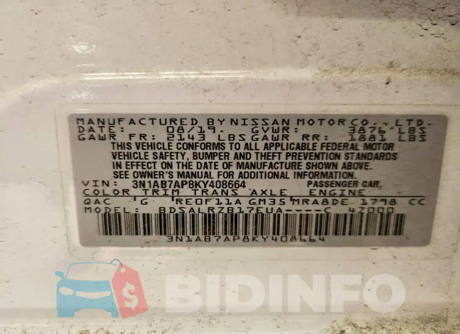 3N1AB7AP8KY408664 Photo# 12