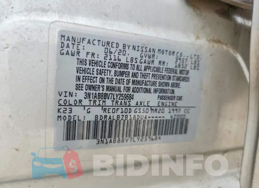 3N1AB8BV7LY259684 Photo# 13