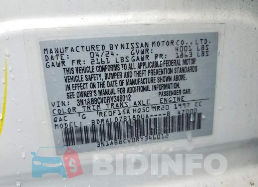 3N1AB8CV0RY346012 Photo# 12
