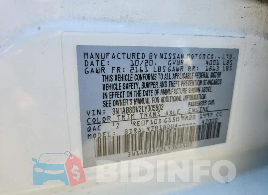 3N1AB8DV2LY305502 Photo# 12