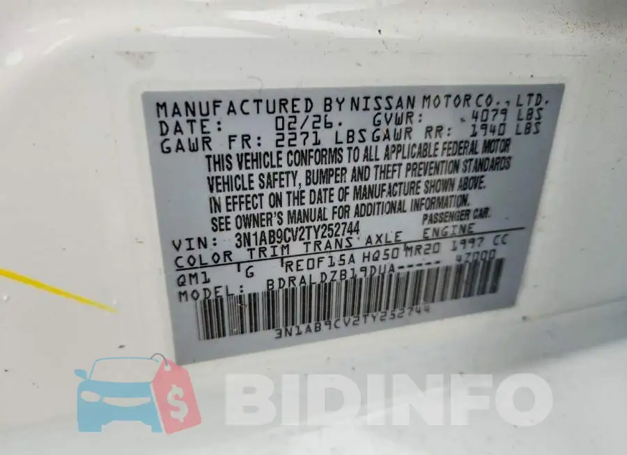 3N1AB9CV2TY252744 Photo# 12