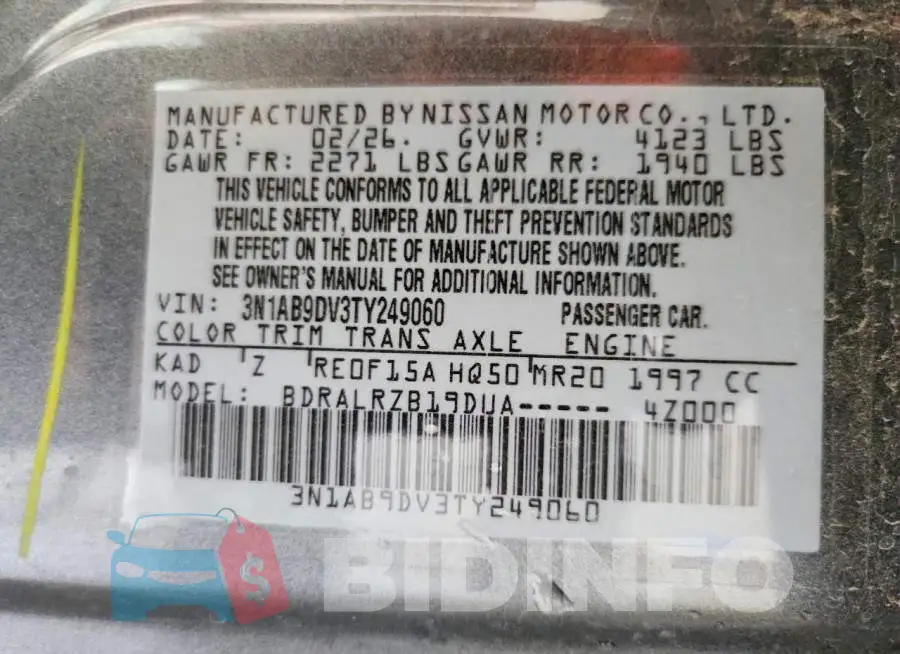 3N1AB9DV3TY249060 Photo# 13