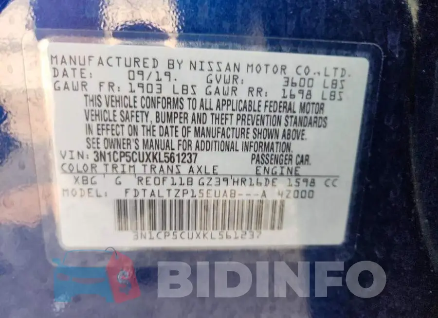 3N1CP5CUXKL561237 Photo# 14