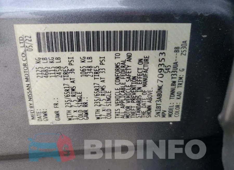 5N1BT3AB0NC709353 Photo# 13