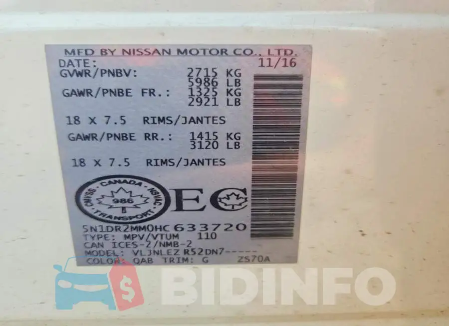 5N1DR2MM0HC633720 Photo# 13