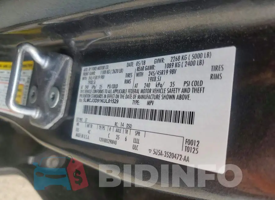 5LMCJ3D91KUL01529 Photo# 13