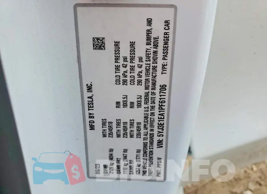 5YJ3E1EA1PF611706 Photo# 12
