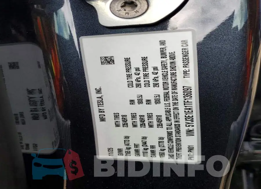 5YJ3E1EA1TF136097 Photo# 12