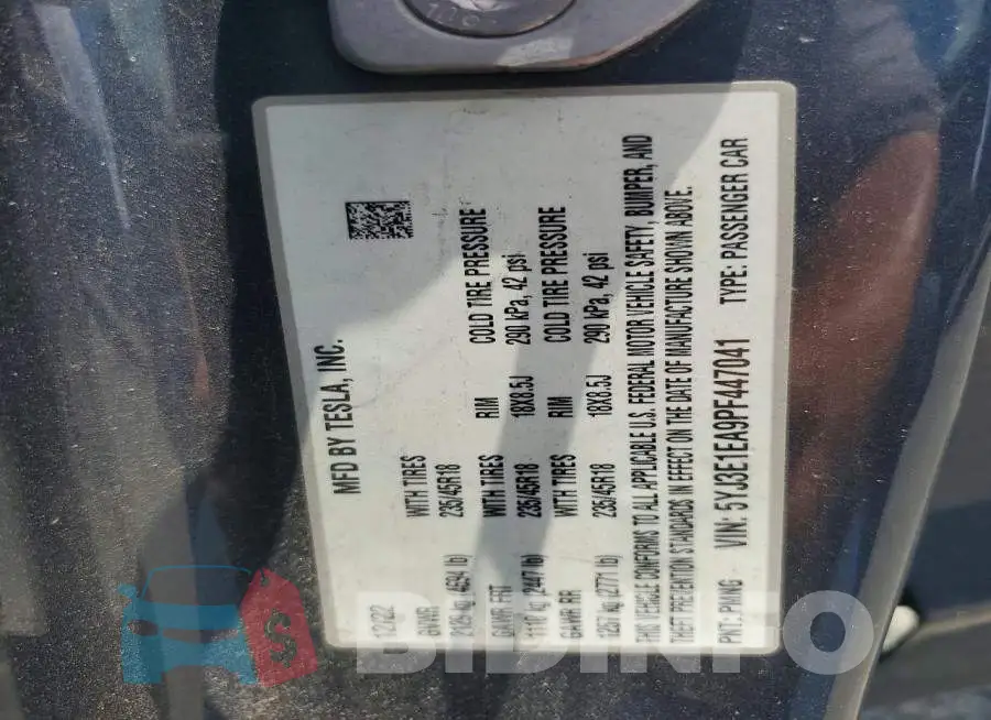 5YJ3E1EA9PF447041 Photo# 12