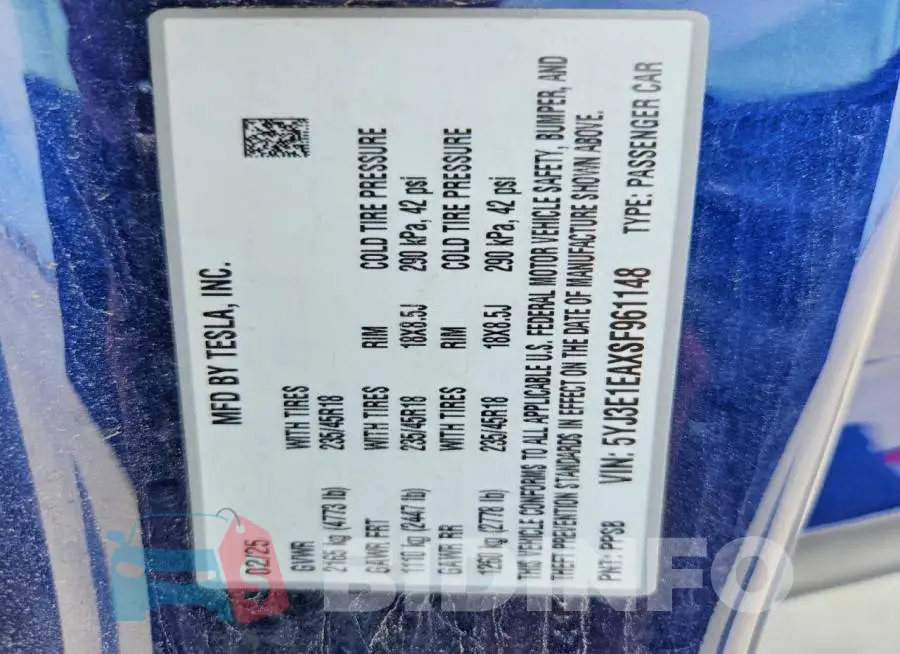 5YJ3E1EAXSF961148 Photo# 13