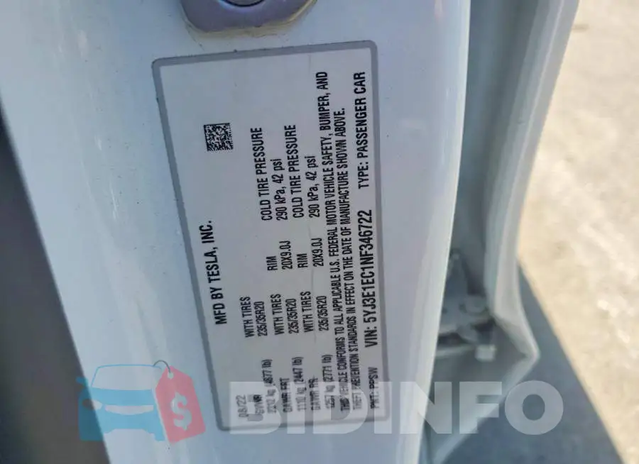 5YJ3E1EC1NF346722 Photo# 13