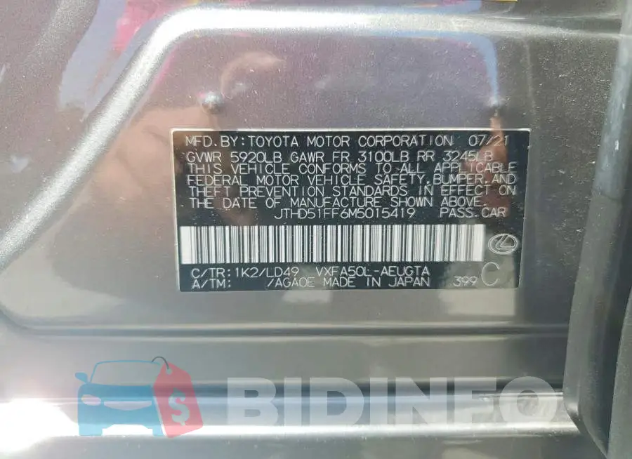 JTHD51FF6M5015419 Photo# 12