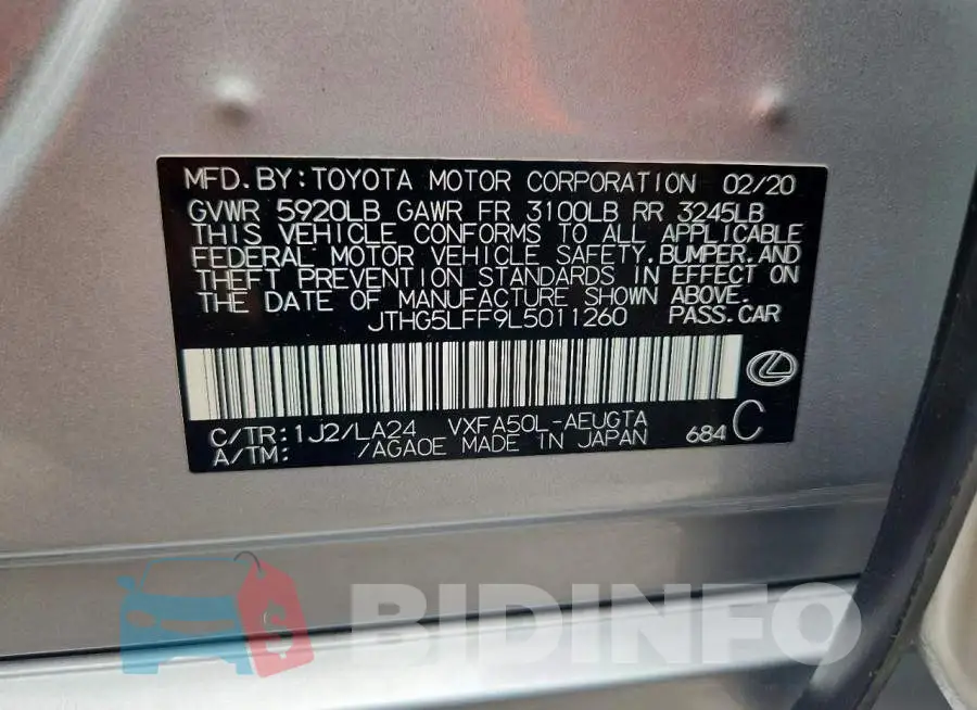JTHG5LFF9L5011260 Photo# 13