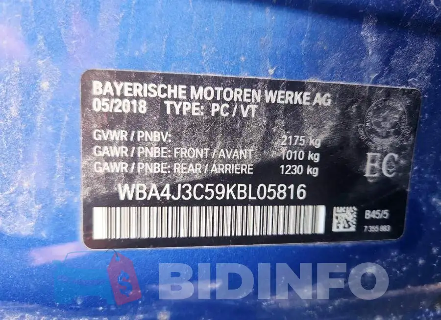 WBA4J3C59KBL05816 Photo# 12