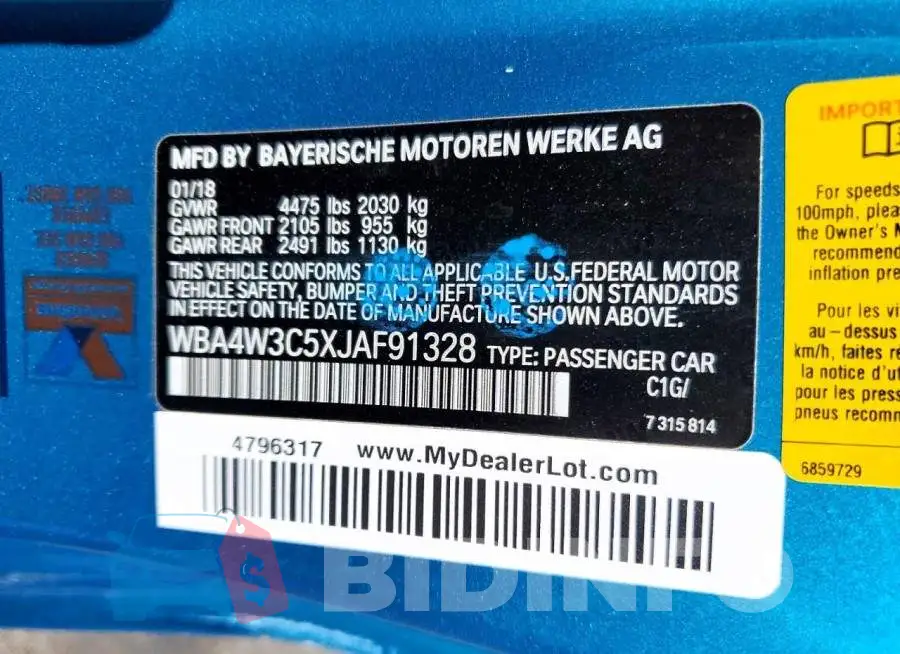WBA4W3C5XJAF91328 Photo# 12