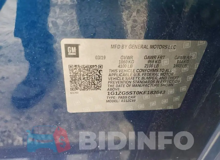 1G1ZG5ST0KF183643 Photo# 12