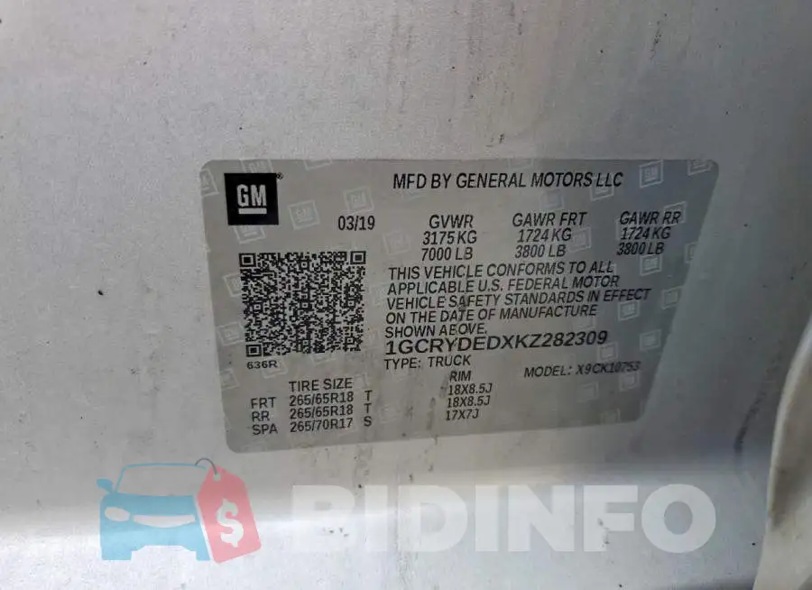 1GCRYDEDXKZ282309 Photo# 12
