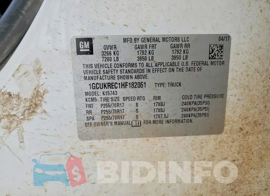 1GCUKREC1HF182061 Photo# 13